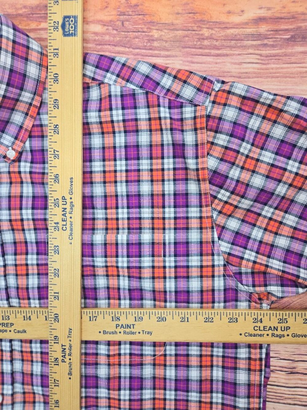 Cinch Mens Plaid Short Sleeve Shirt Medium Orange Purple Plaid - Picture 7 of 7